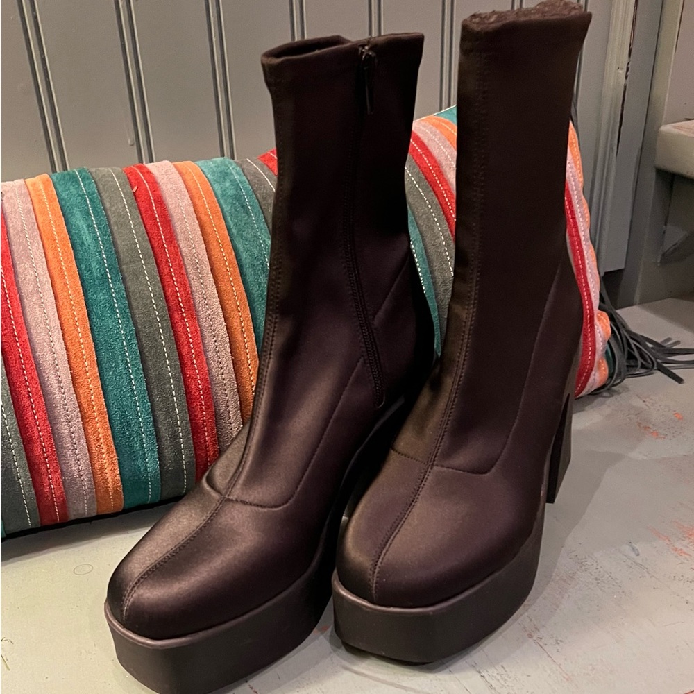 Grandstep Black Platform Sock Boots Aldo Size 9